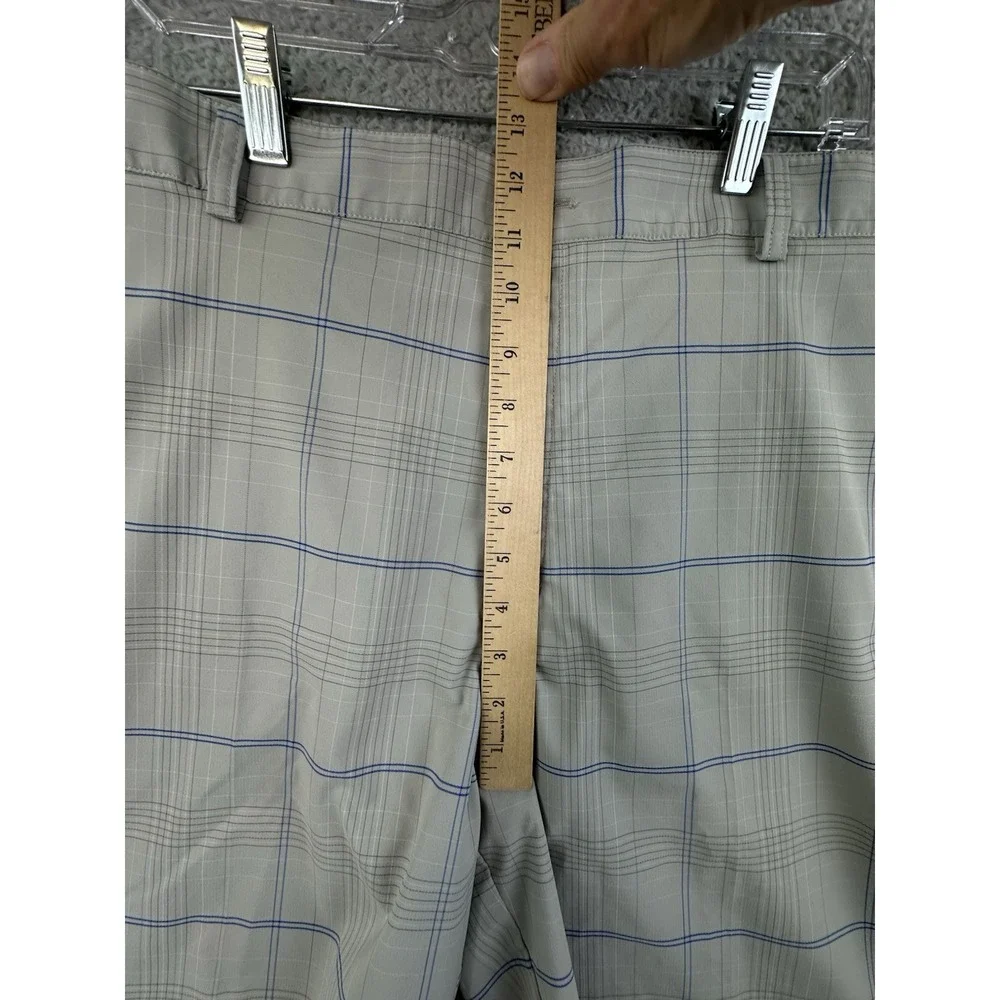 Nike Golf Shorts Mens 40 Gray Blue Plaid Chinos Stretch Performance 12